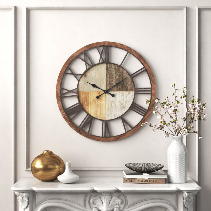 Horloge murale décorative en bois brun