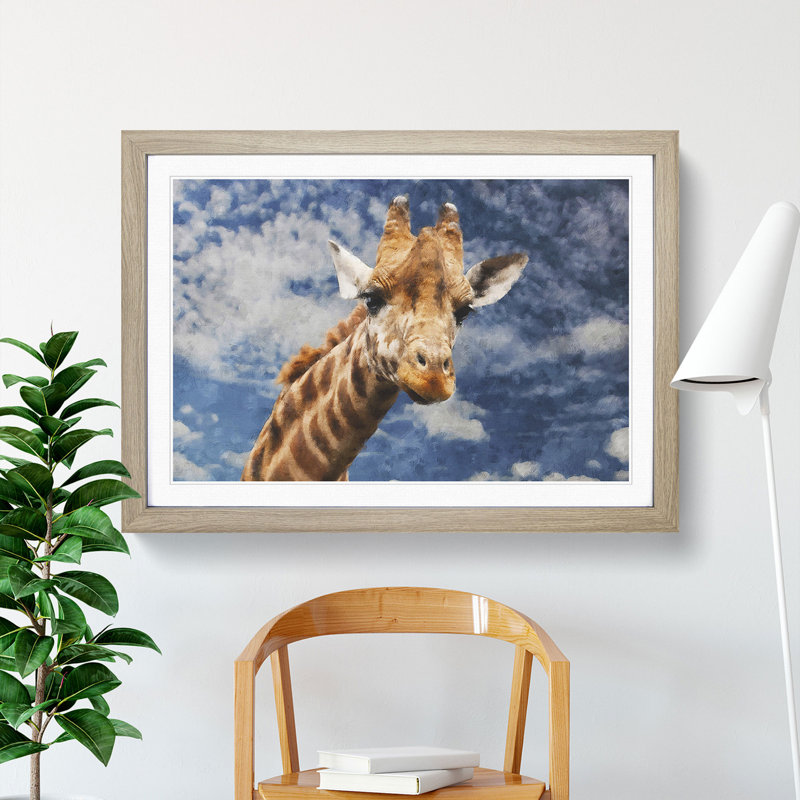 Giraffe Vol.2 - Framed Print, 36cm H x 48cm W x 2cm D, Oak Framed