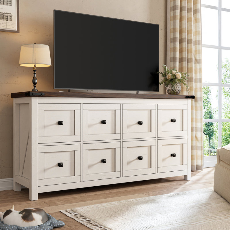 Commode double à 8 tiroirs Cueto, Blanc