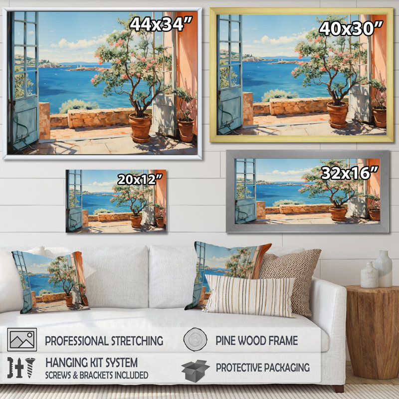 La Dolce Creativita Beachside II sur toile, Encadrement doré, H 34 po x l 44 po x P 1,5 po