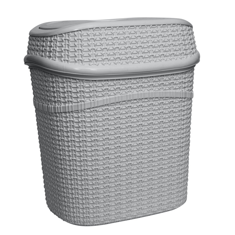 Bath Bliss 9.5 Liter Sailor Knot Swing Top Waste Bin in Grey , Gray