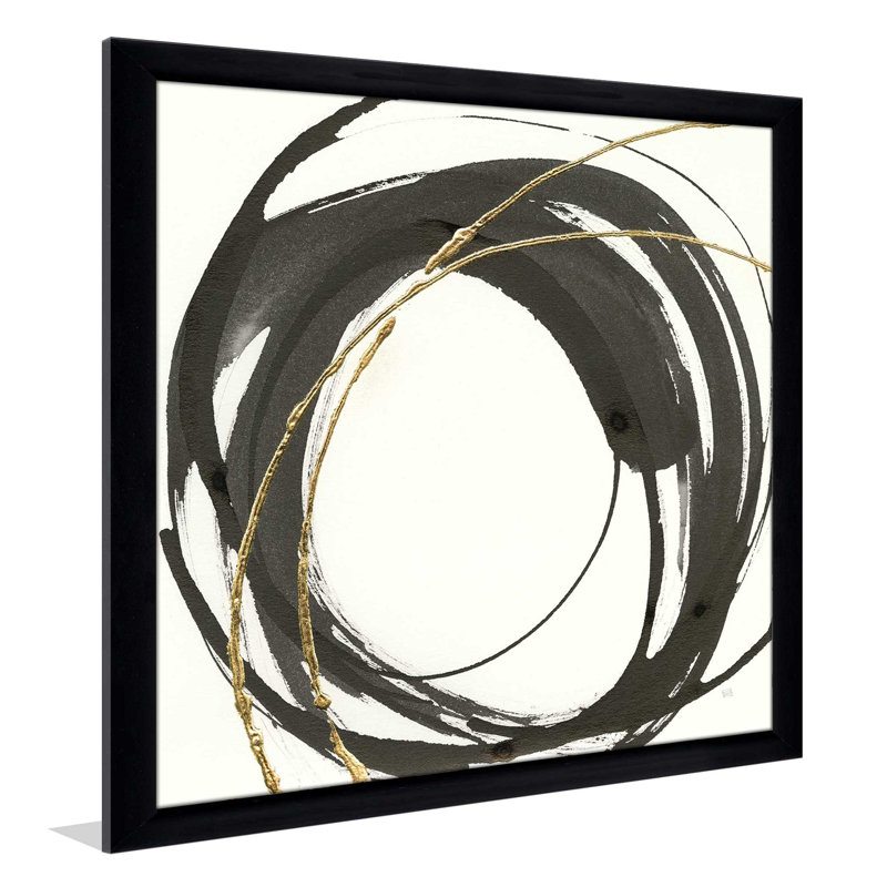 «Gilded Enso IV», reproduction, H 37,5 po x l 37,5 po x P 1 po, Cadre noir