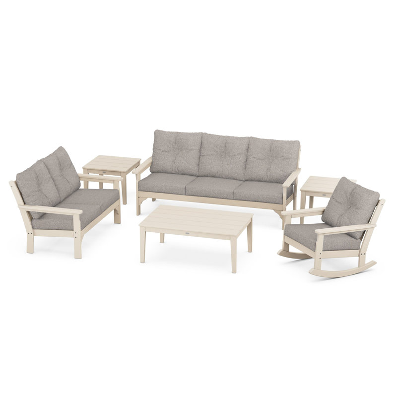Vineyard 6-Piece Deep Seating Set, Sand, Weathered Tweed