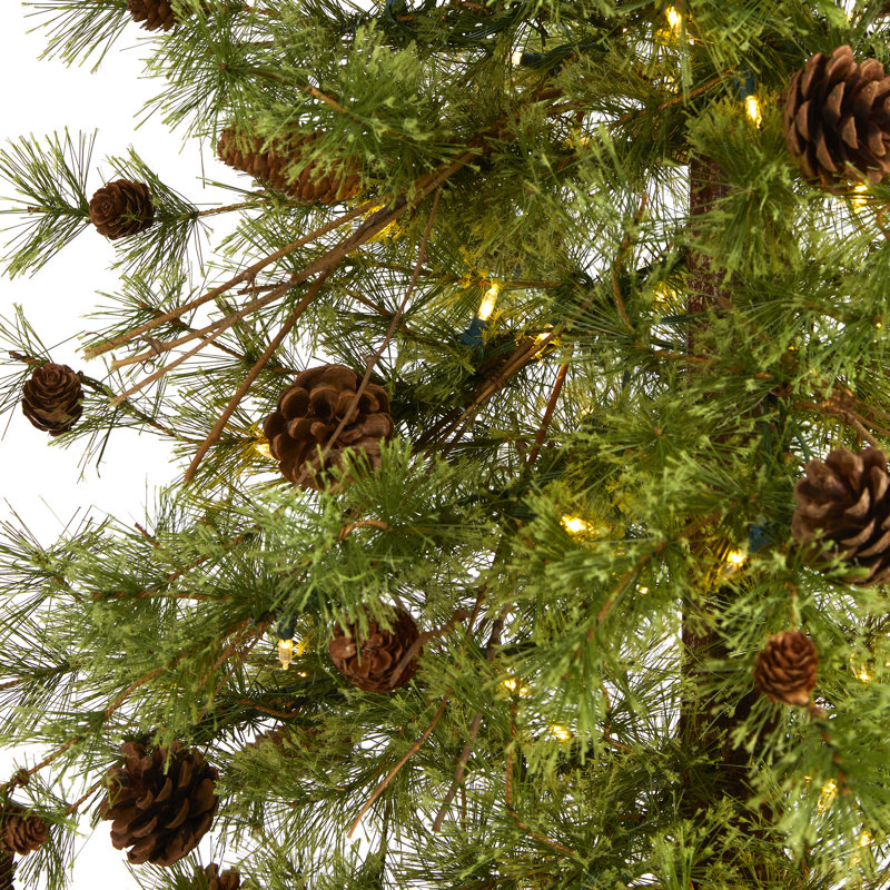 Lighted Artificial Pine Christmas Tree, 7' H