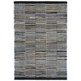 Denim Rag Gridwork Blue Handwoven Cotton Rug