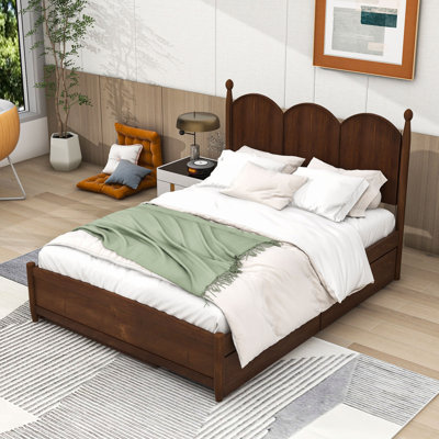 Giavana Queen-Sized Bed with Headboard, Built-in Storage, and Pull-Out Twin XL Trundle by Lark Manor