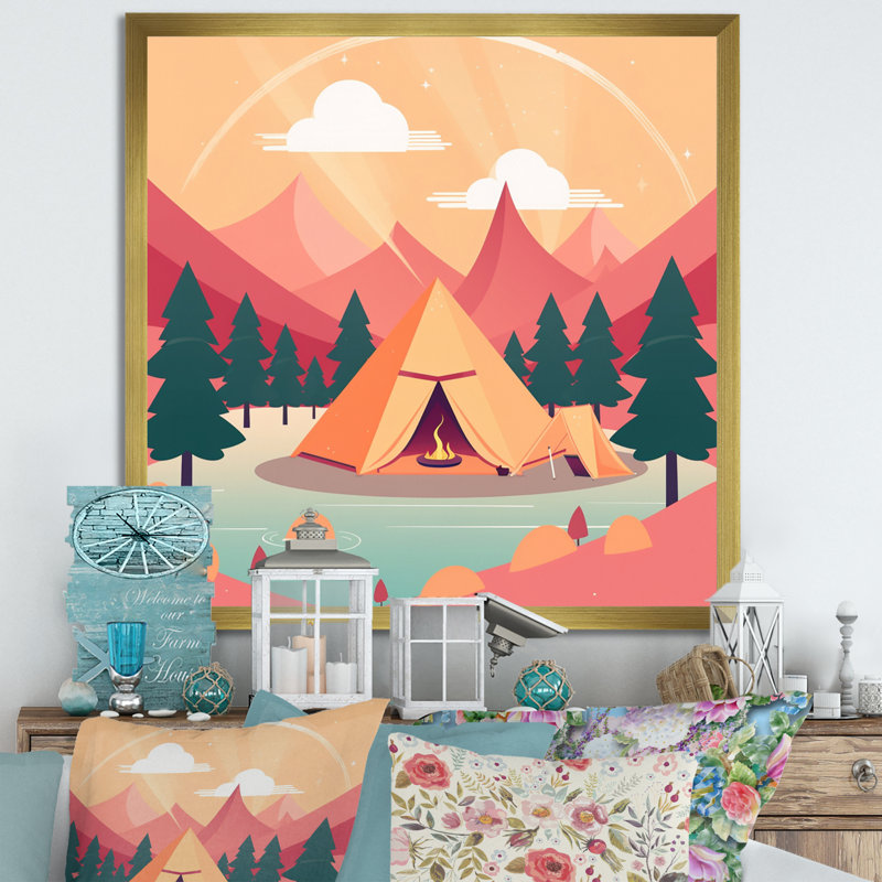Nature's Camp sur toile, H 24 po x l 24 po x P 1 po, Cadre doré à une seule photo