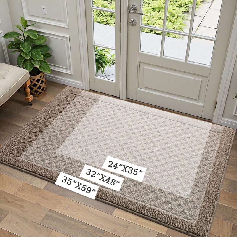 Tapis d'entrée antidérapant haut de gamme Premium, L 24 po x L 35 po, Kaki