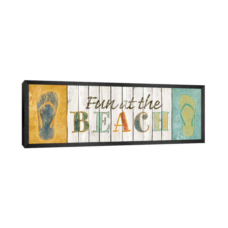 Fun At The Beach by SD Graphics Studio - Floater Frame Panoramic Gallery-Wrapped Canvas Giclée on Canvas, Black