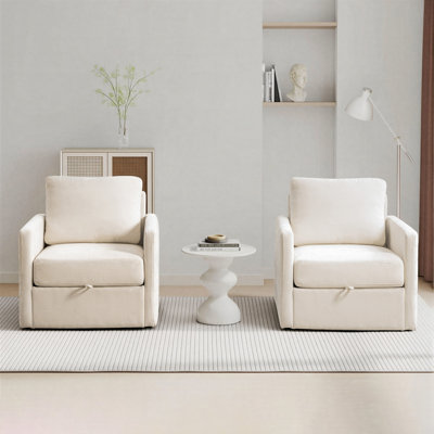 Fauteuil club carré tapissier pivotant rembourré Diamond Design avec rangement caché (ensemble de 2)