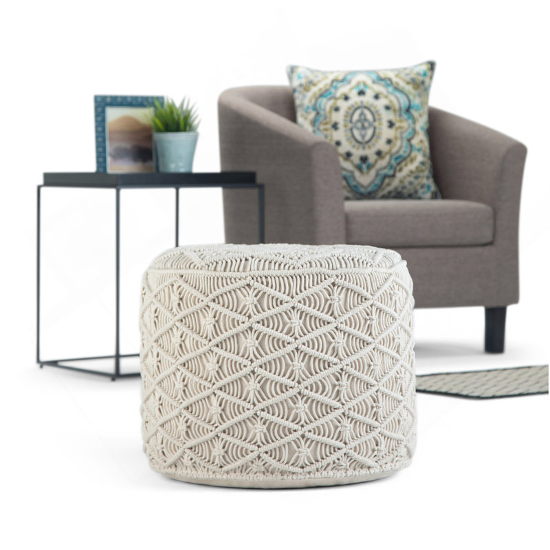 Coates - Round Macrame Pouf - Natural
