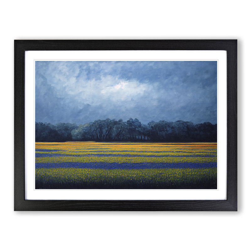 Expressive Bluebell Field - Single Picture Frame Painting, 46cm H x 64cm W x 2cm D, Black Framed