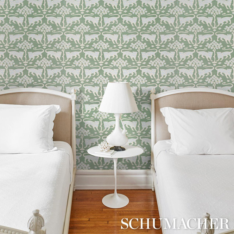 Woodland Leopard Sisal Wallpaper, Seaglass