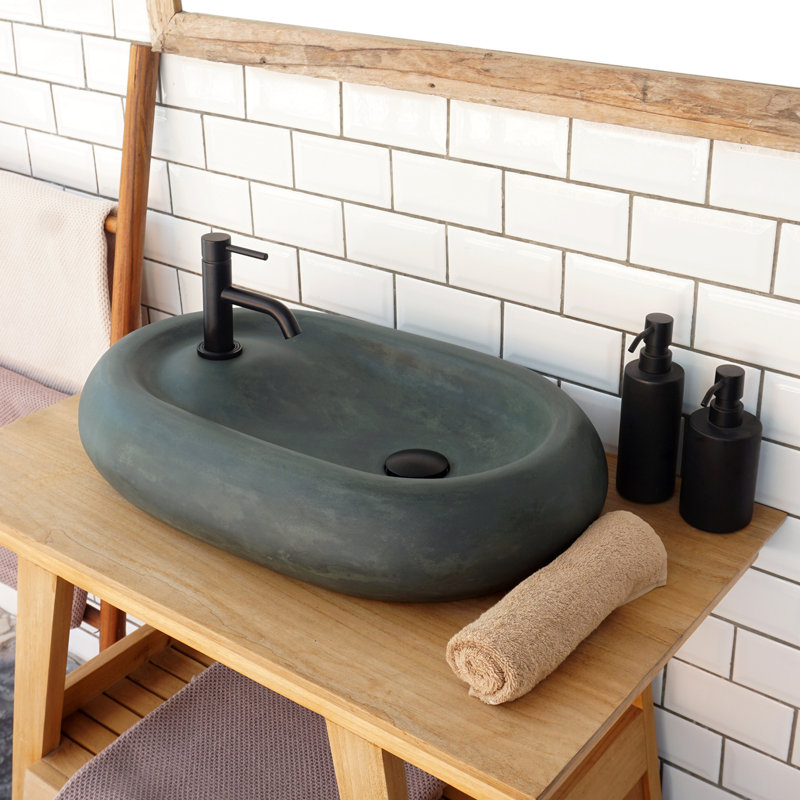 Barclay Maia 23.5'' Concrete Oval Bathroom Sink, Copper Green