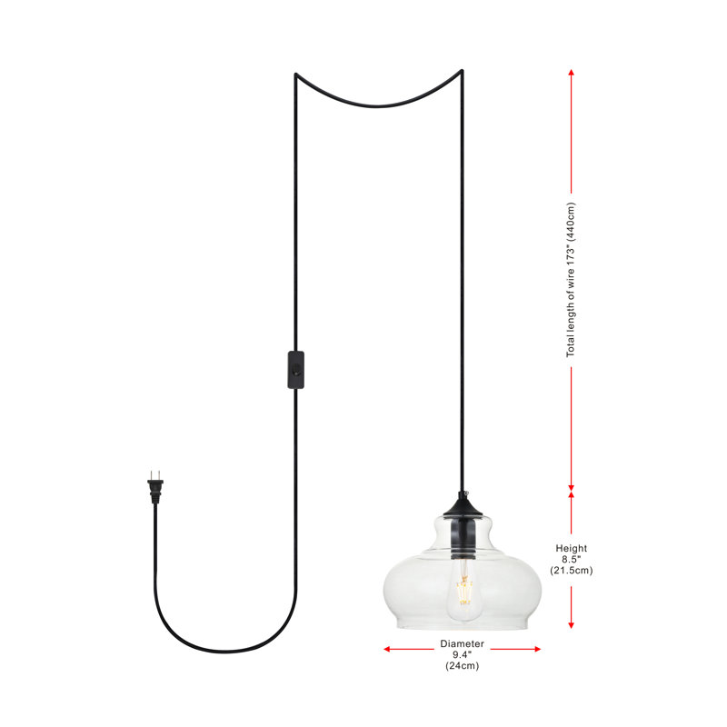 Luminaire suspendu simple à 1 lumière Brancy, Noir, noir, noir, noir