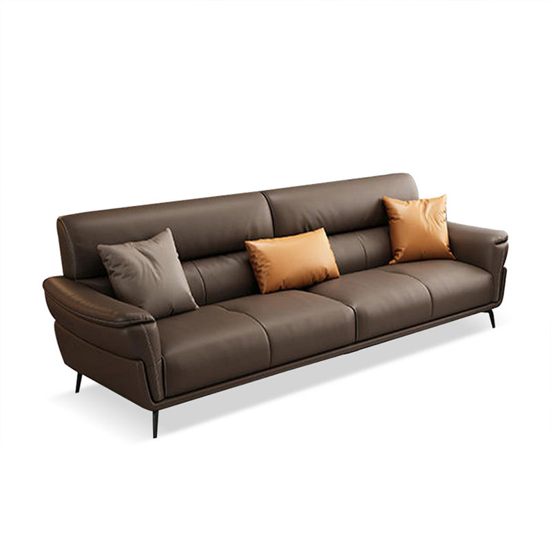 Coffee Genuine Leather Standard Sofa cushion couch