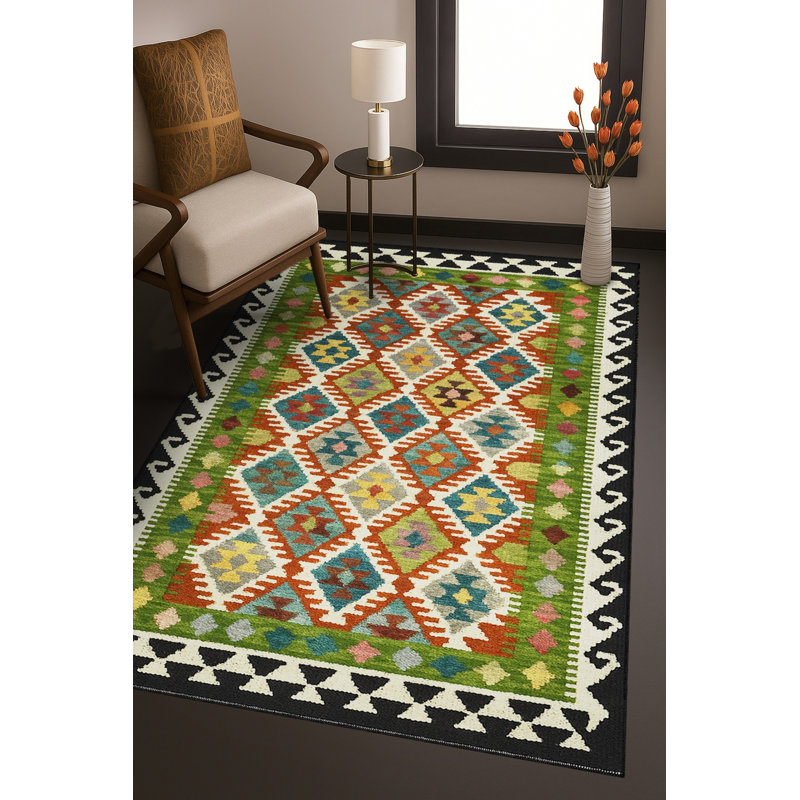 Tapis tissé vert Mosso, 6'7" x 9'10"