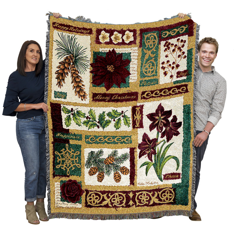 Pure Country Weavers Christmas Collage Blanket by Elena Vladykina - Gift Tapestry Throw Woven from Cotton - Made in The USA (72x54)