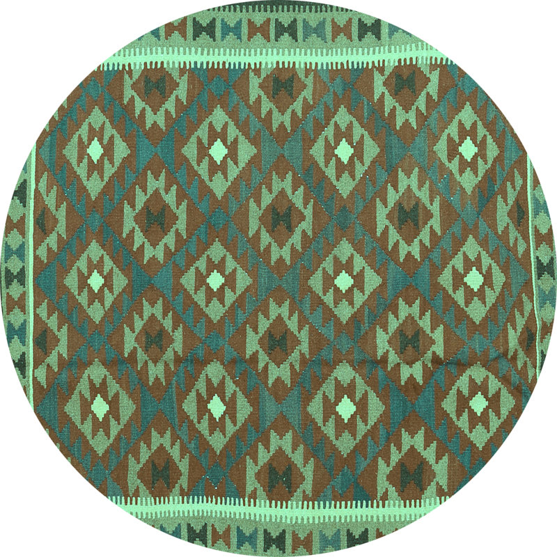Tapis bleu uni en laine et polyester tissé à la machine 6 pi