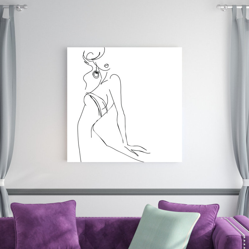Croquis de mode - reproduction de dessin sur toile tendue, H 36 po x l 36 po