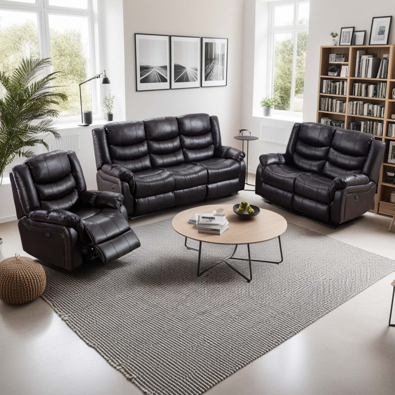 Electric Reclining Living Room Sets, Brown