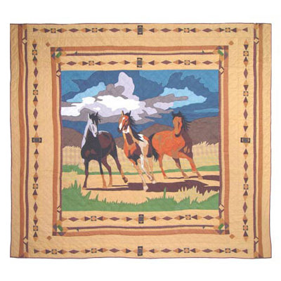 Wild Horses Rustic Cotton Quilt