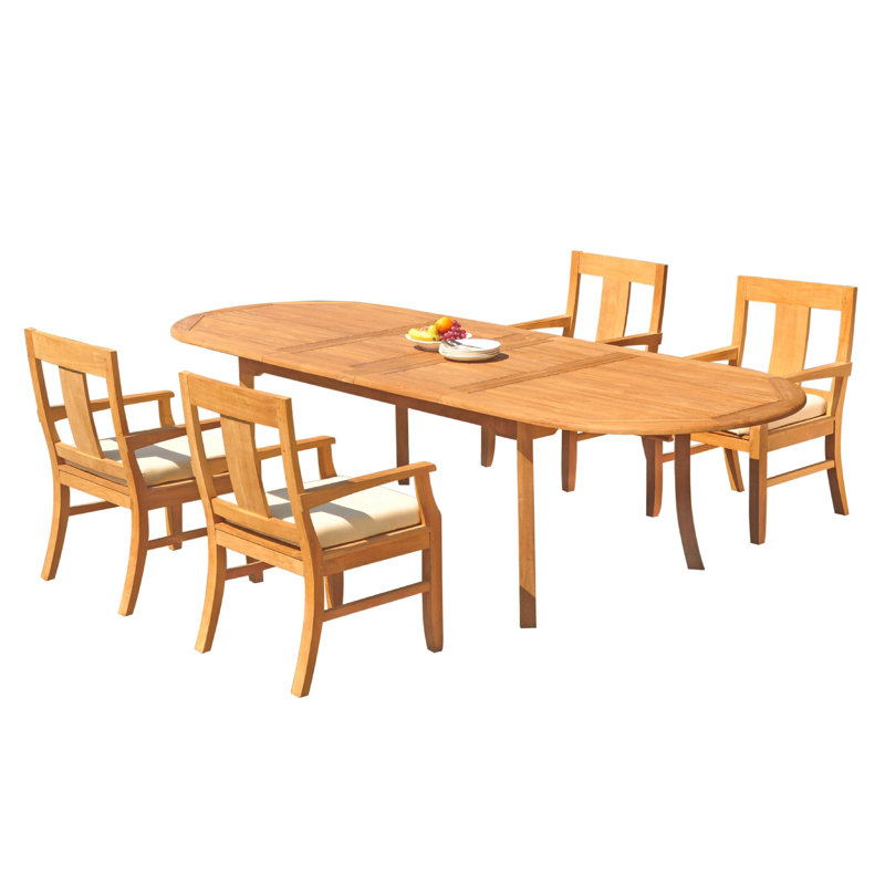 Osborne Outdoor 5 - Piece Teak Dining Set, 30.5" H x 82" L x 40" W, 6
