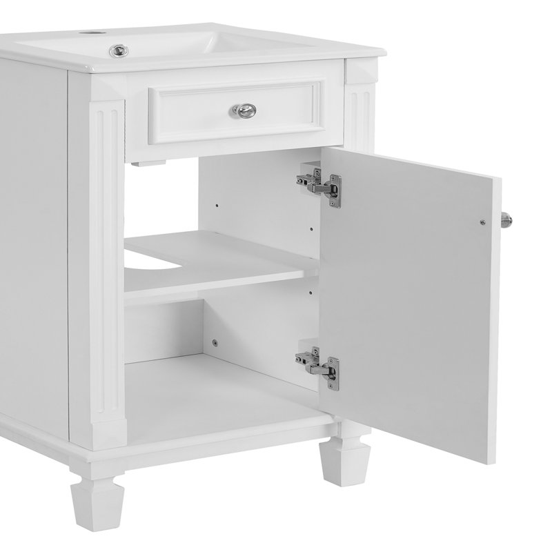 18-inch Bathroom Vanity with Ceramic Sink, White