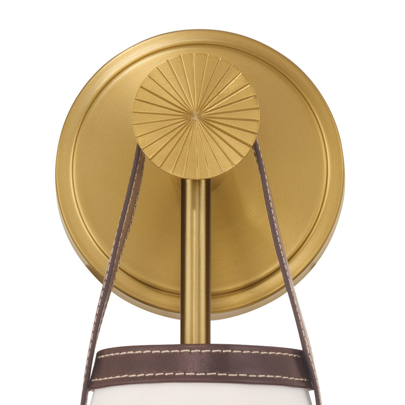 Libby Langdon Callahan 7.25'' Polished Nickel Sconce, Gold, White/Brown