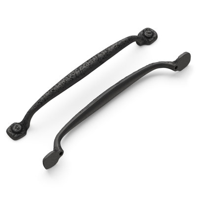 Refined Rustic Collection Handle Pull - 7-9/16" Center to Center Cabinet Pull Black Iron - Craftsman Hardware for Drawers & Cabinets 