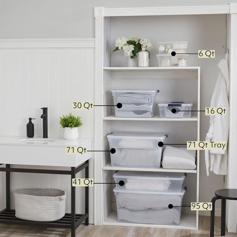 Bacs de rangement transparents avec couvercles Rubbermaid, Paquet de 6