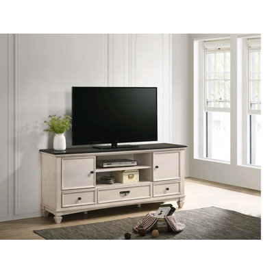 Meuble télé 1 pièce 2 tons 3 tiroirs 2 poignées de porte coulissantes