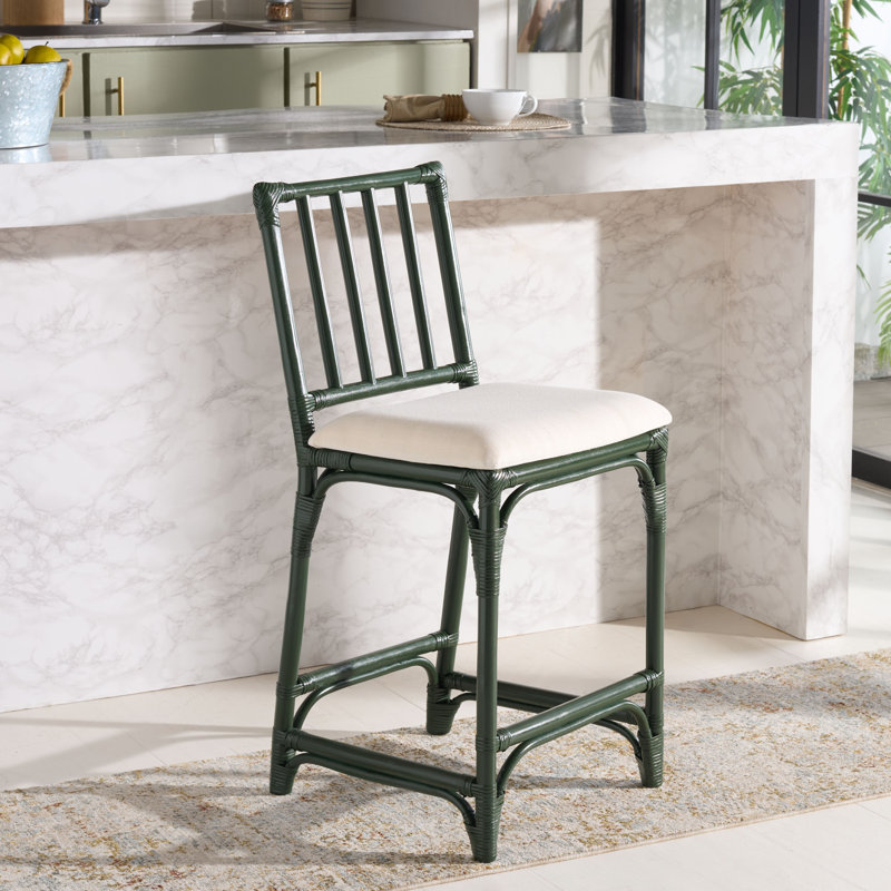 Tabouret de bar avec coussin Mylinda, Vert forêt