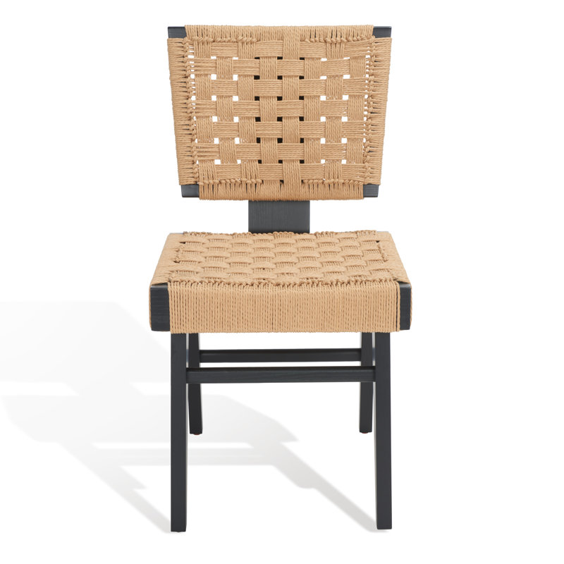 Alfie 18.3'' H Leather Upholstered Ash Armchair, 	Black/Natural