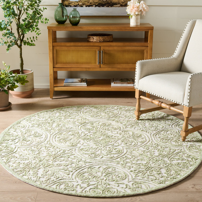 Tapis en laine et coton touffeté à la main avec latex, Rond 6 pi