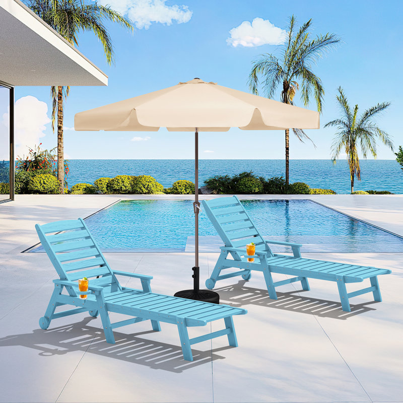 Chaise longue d'extérieur Swann - ensemble de 2, Bleu clair