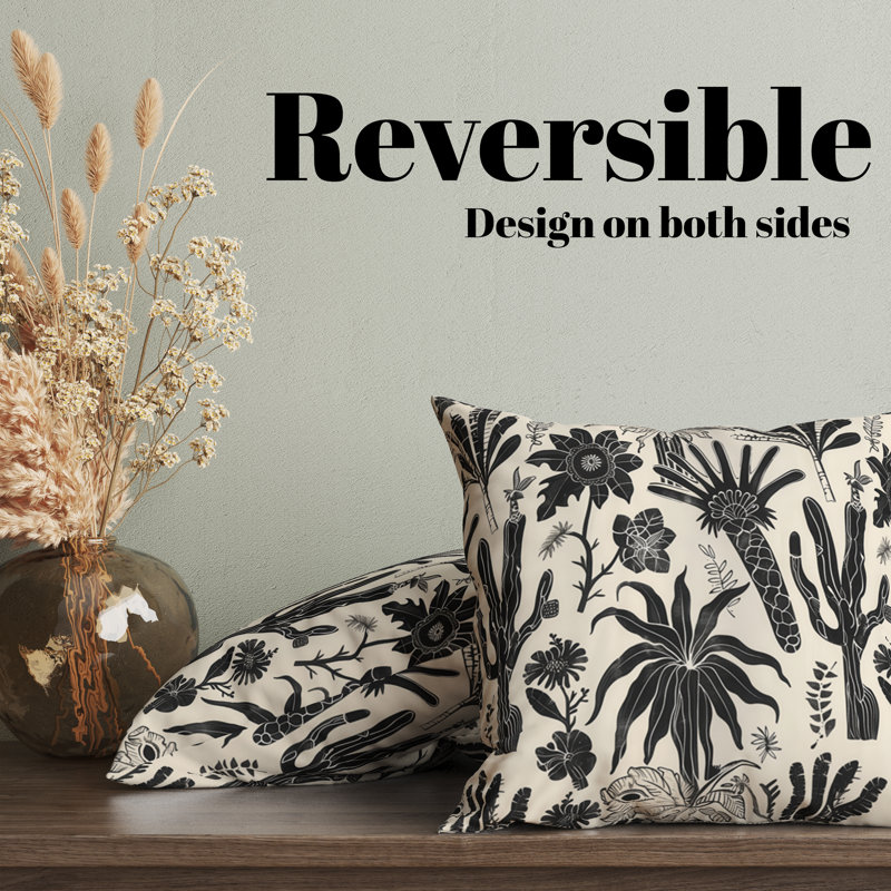 Housse de coussin réversible Floral Maximalist Floral, H 16 po x l 16 po