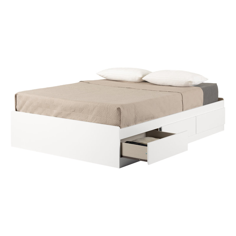 Pure White Fusion Full/Double Bed with 3 Storage Drawers