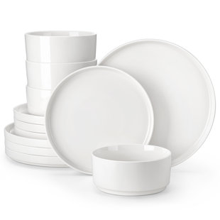 12 Piece Porcelain China Dinnerware Set - Service for 4