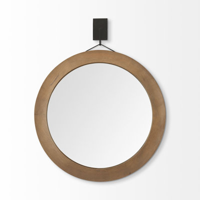 Solid Wood Round Mirror