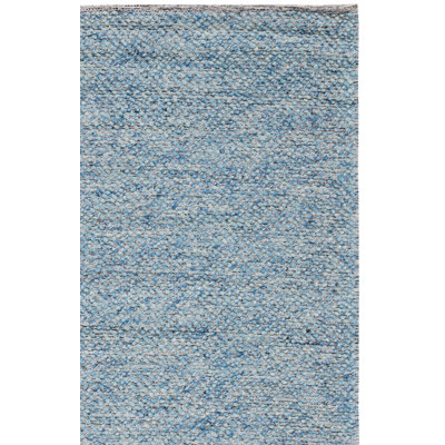 Tapis géométrique bleu en laine et coton tissé à la main Tulane