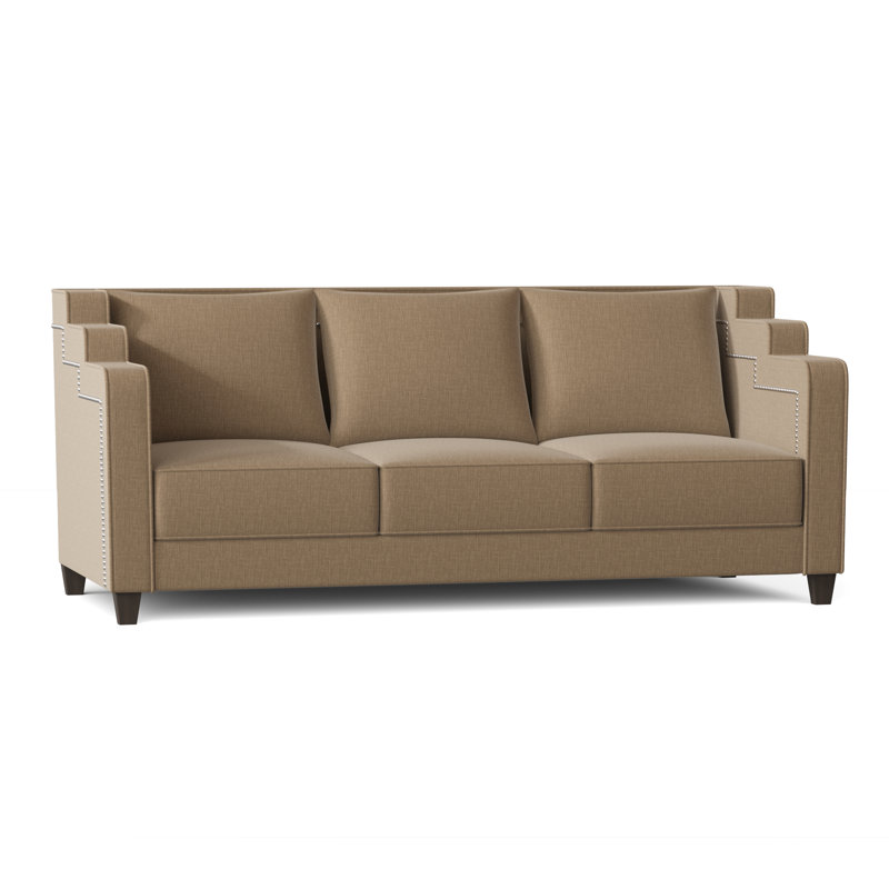 Abbey Sofa, Bella Black Performance Velvet, Brown Mahogany