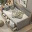 77" W Twin Daybed with 2 Storage Drawers, Solid Wood and MDF Frame, Rustic X-Design, Grey-693376168