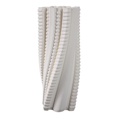 Modern Sculptural Porcelain Vase With Twisted Ribbed Texture And Contemporary Art-Inspired Design For Decorative Accent Display In Living Room Or Entryway Decor Styling
