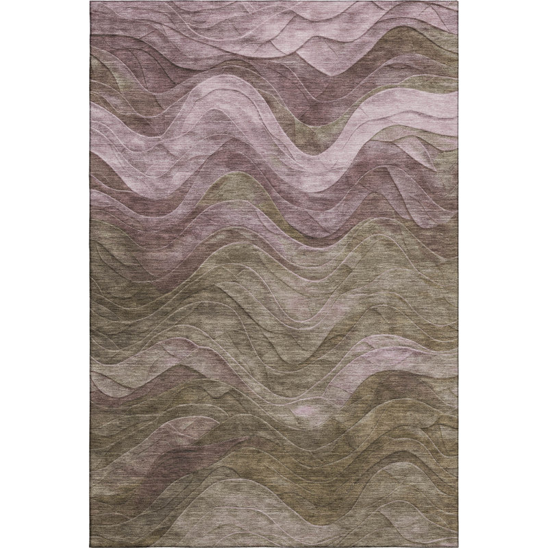 Premium Machine Washable Milardo AMF1700 Swirls Rug, Rectangle 10' x 14'