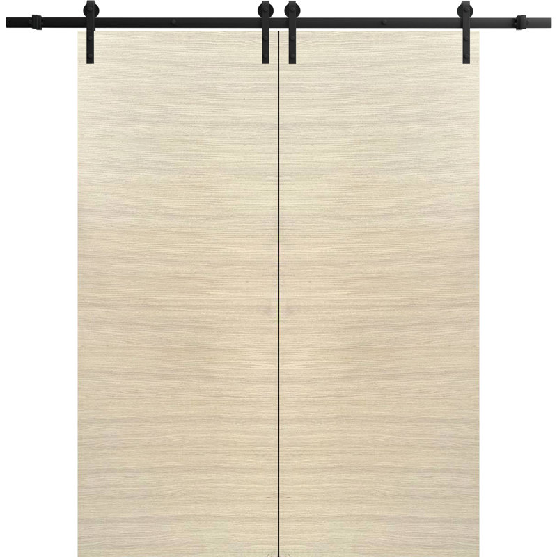 Porte de grange à panneaux en bois Planum sans trousse de quincaillerie d'installation, 84 po x 96 po, Placage naturel