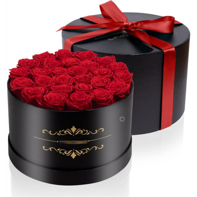 Cadeaux pour ses roses 27 pièces dans une boîte, fleurs conservées pour la livraison de l'anniversaire, cadeaux pour la fête des mères, rouge