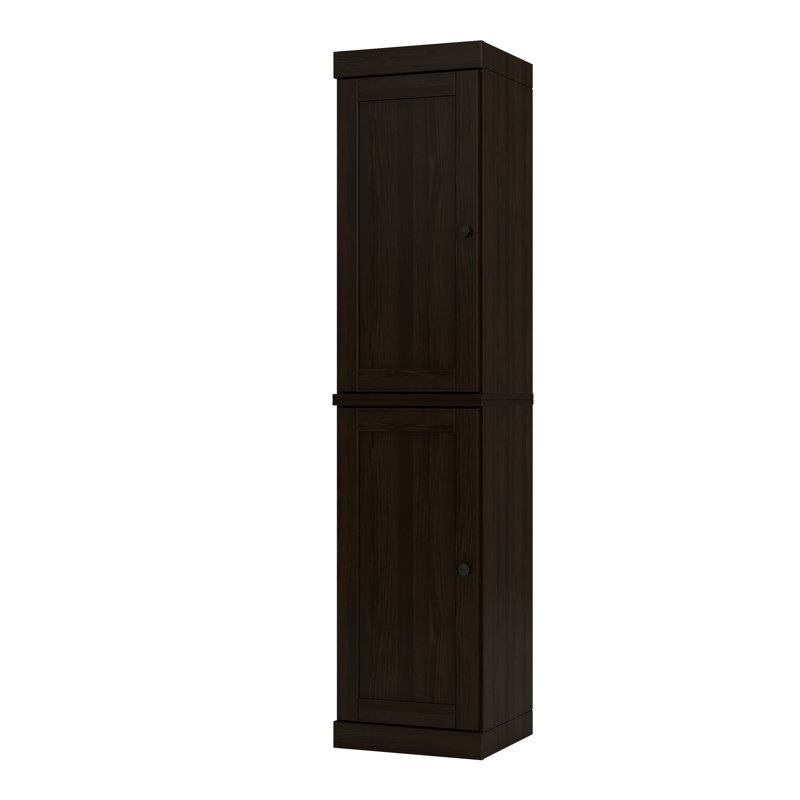 Garde-manger 100% en bois massif, portes Shaker, tablettes réglables, 16,5 po de largeur, 71,5 po de hauteur, Espresso