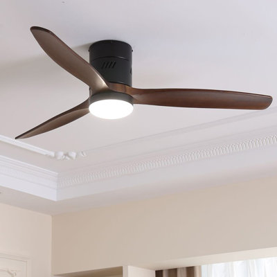 Ventilateur de plafond moderne à 3 pales de 52 po avec luminaire et télécommande AuraVista - montage encastré pour un design épuré et peu encombrant