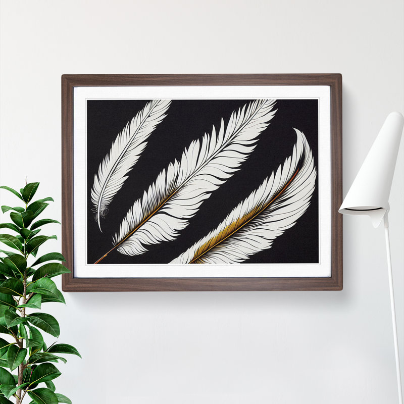 Groovy Bird Feathers - Framed Print, 34cm H x 46cm W x 2cm D, Walnut Framed